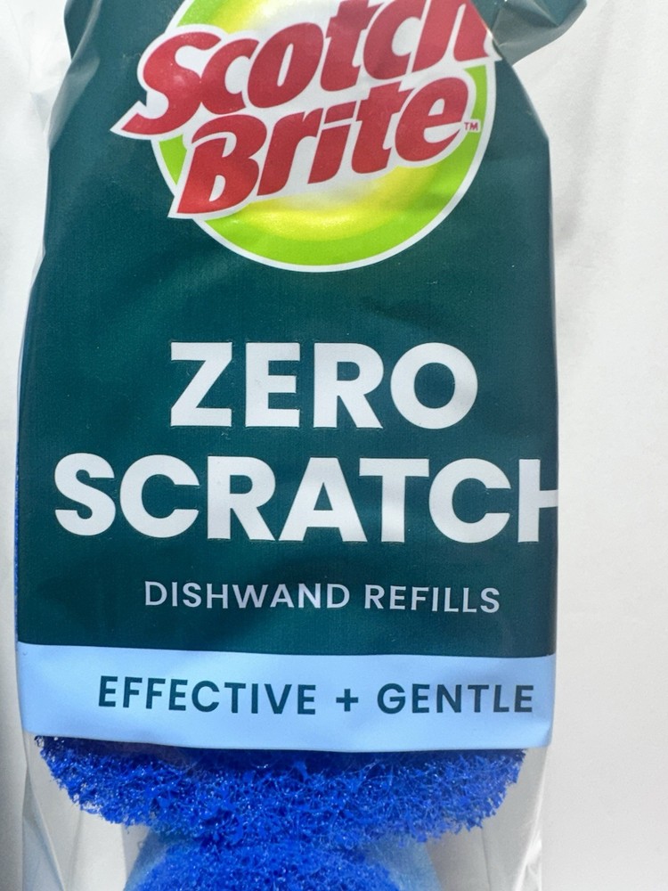 3 M Scotch-Brite Dishwand Refills Zero Scratch Blue – 2 Pack = 4 Total