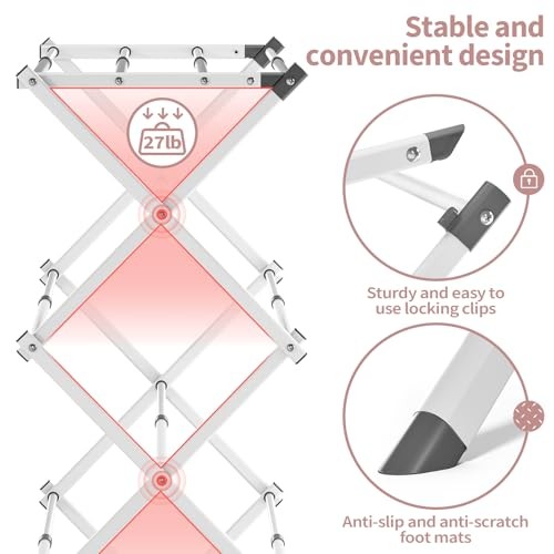 Clothes Drying Rack Folding - 3 Tier Laundry Drying Rack for Clothes, White