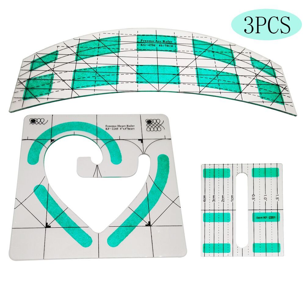 Non-slip Quilt Ruler freemo arc ruler Patchwork Quilting Template set #1set =3pc