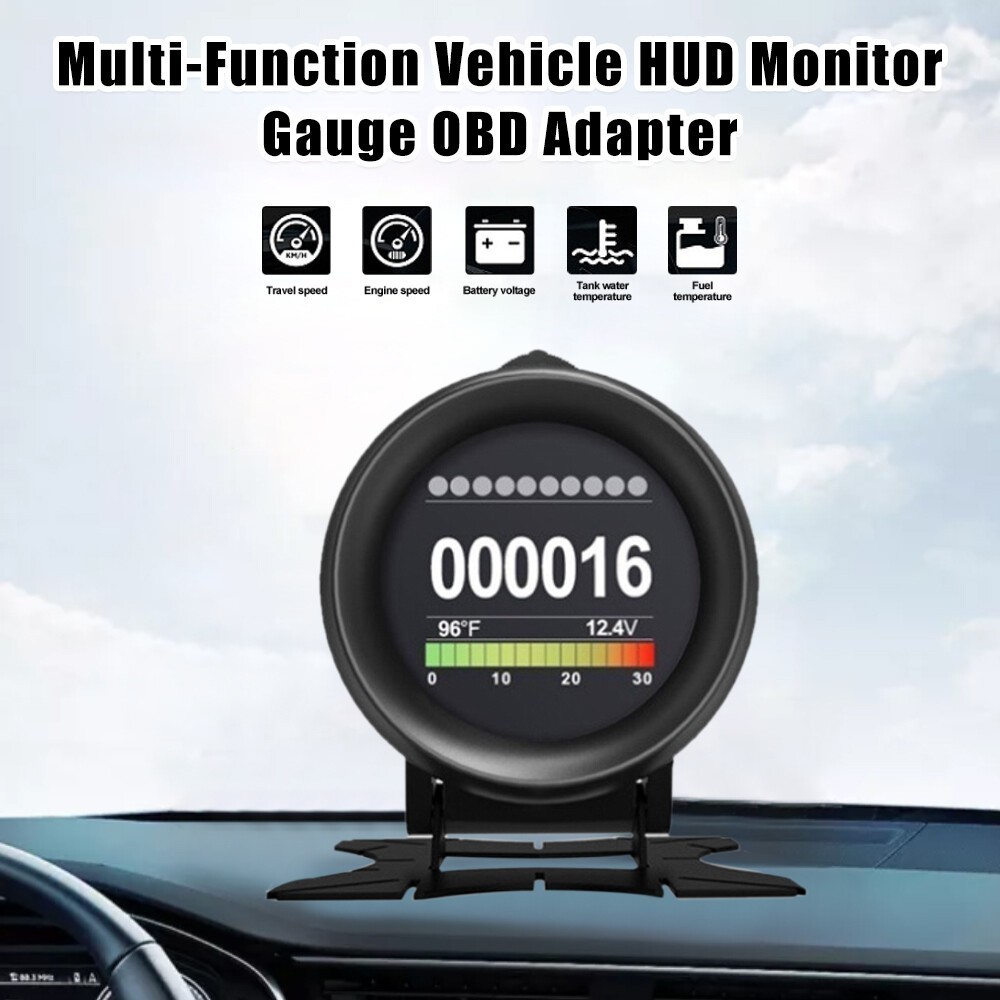 Car HUD Computer OBD2 Digital Speedometer & Water Temperature Indicator Display