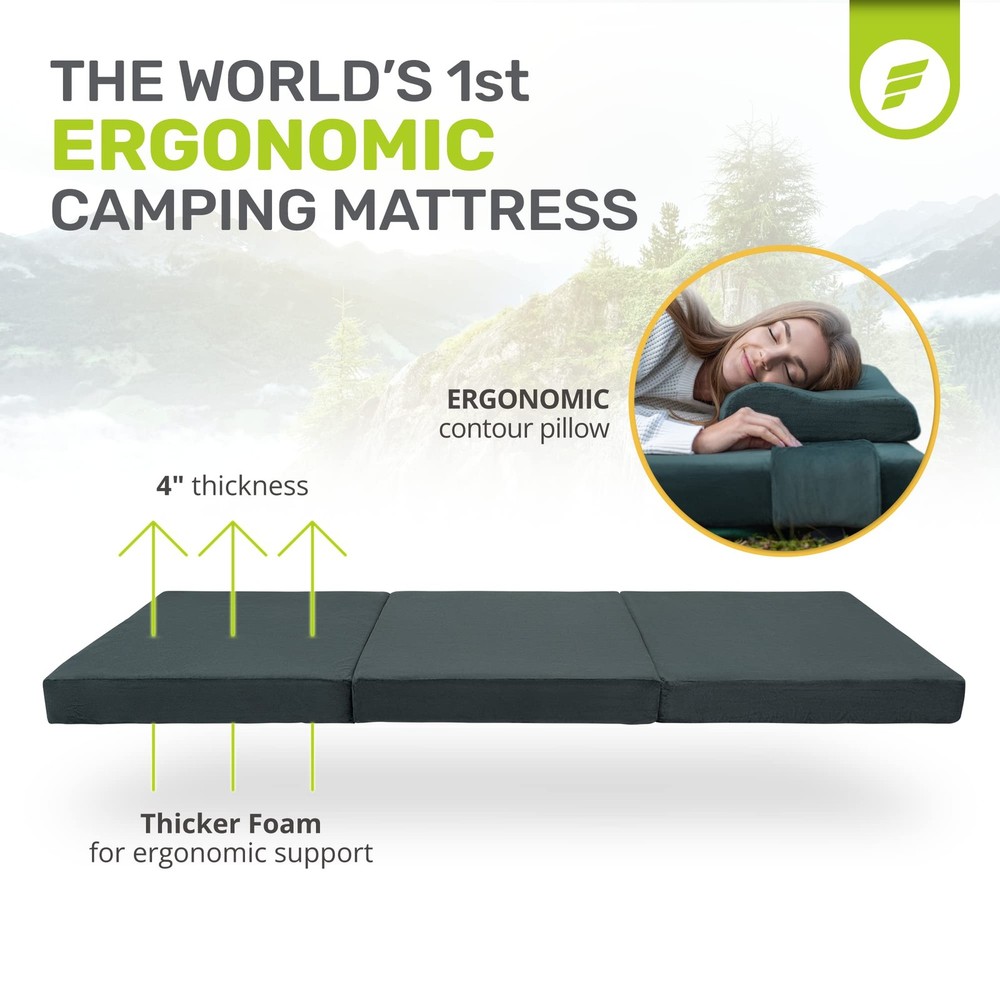 Sleeping Pad for Camping Mattress – Thick, Extra Supportive 2-Layer Foldable ...