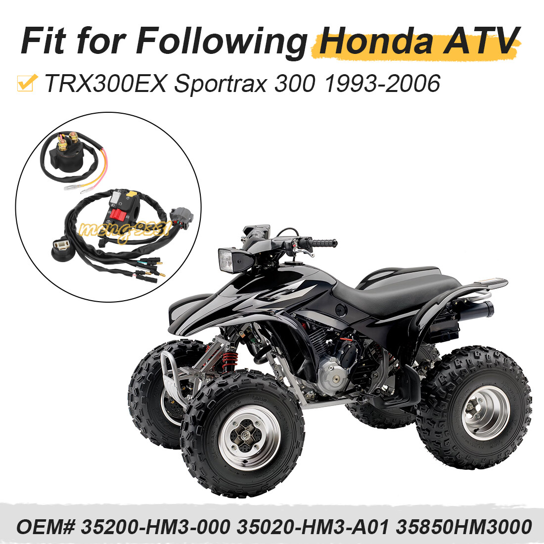 Handlebar Switch & Starter Relay for Honda Sportrax 300 TRX300EX 2x4 1993-2006
