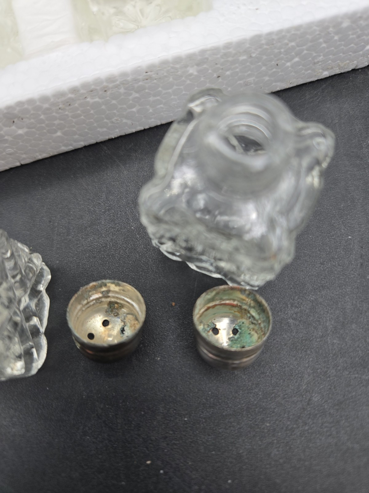 Vintage Individual Miniature Salt Pepper Shakers Silverplate Glass