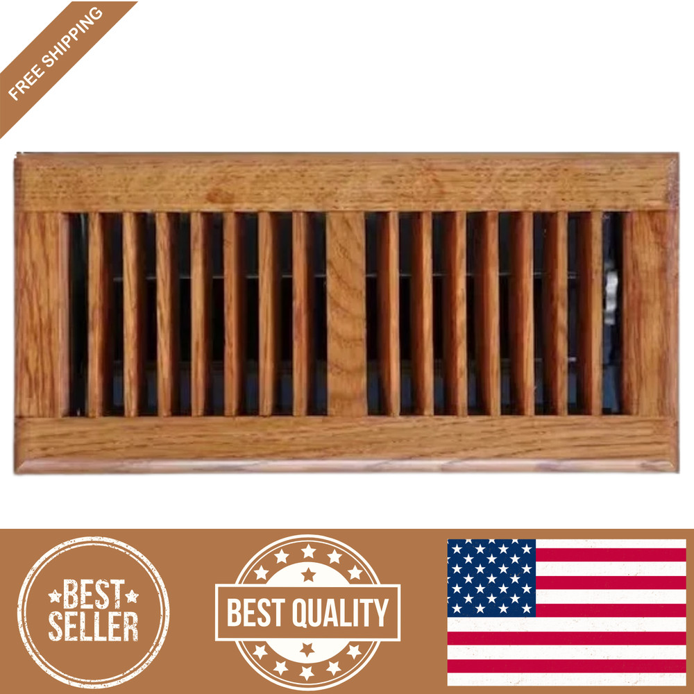 Solid Oak Cover 4 x10" Wood Floor Diffuser Register Vent HVAC True Air Kit Grate
