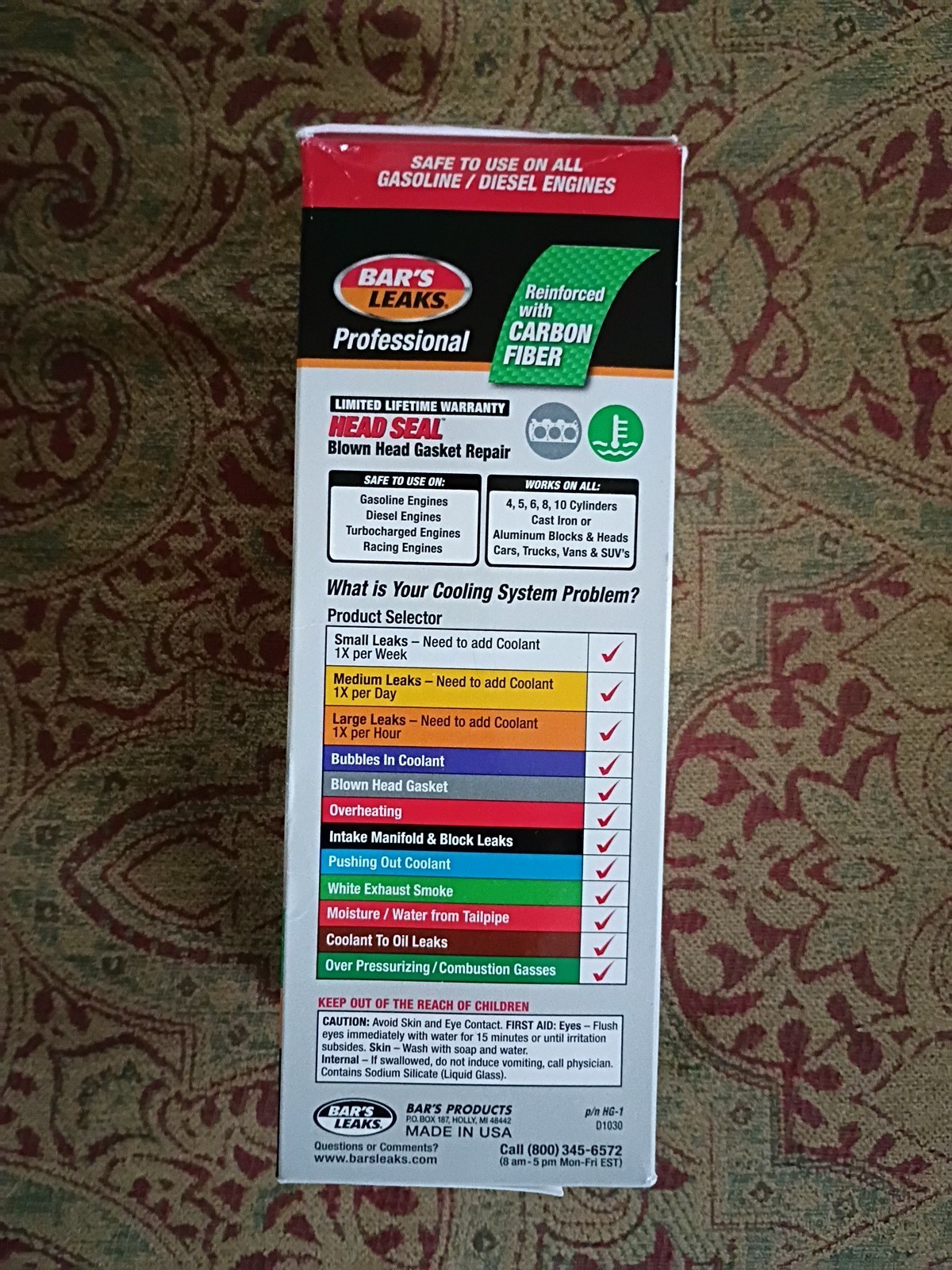 Bar's Leaks HG-1 HEAD SEAL Blown Head Gasket Repair