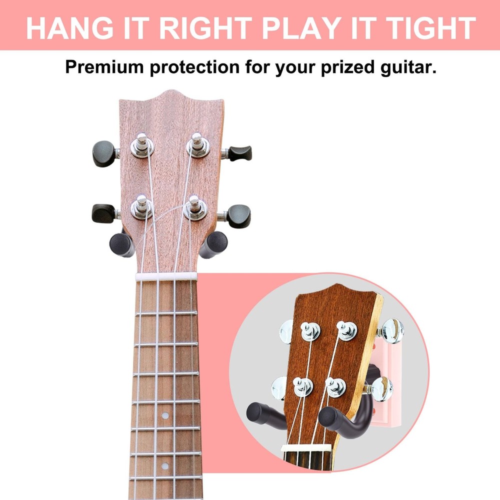 Guitar Wall Hanger, Guitar Wall Mount Hook with Soft Silicone Padding, ABS Pl...