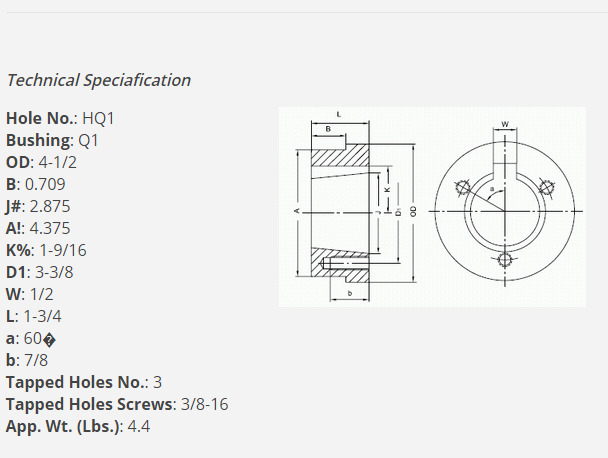 HQ1 Split Taper Bushed Weld-On Hub