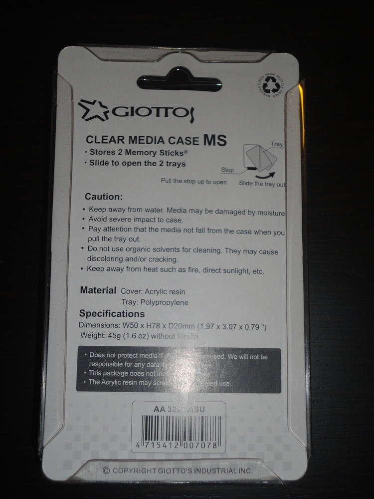 Giottos Clear Memory Case for Memory Stick