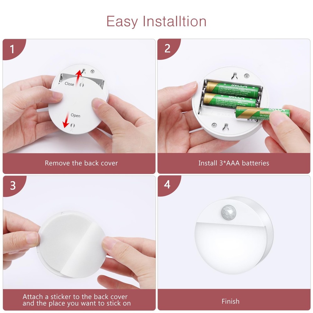 Motion Sensor Light 4 Pack Motion Sensor Night Light Battery Operated Closet