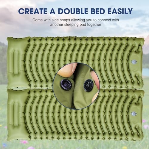Ultralight Inflatable Sleeping Pad with Pillow & Foot Pump - Compact Camping Mat