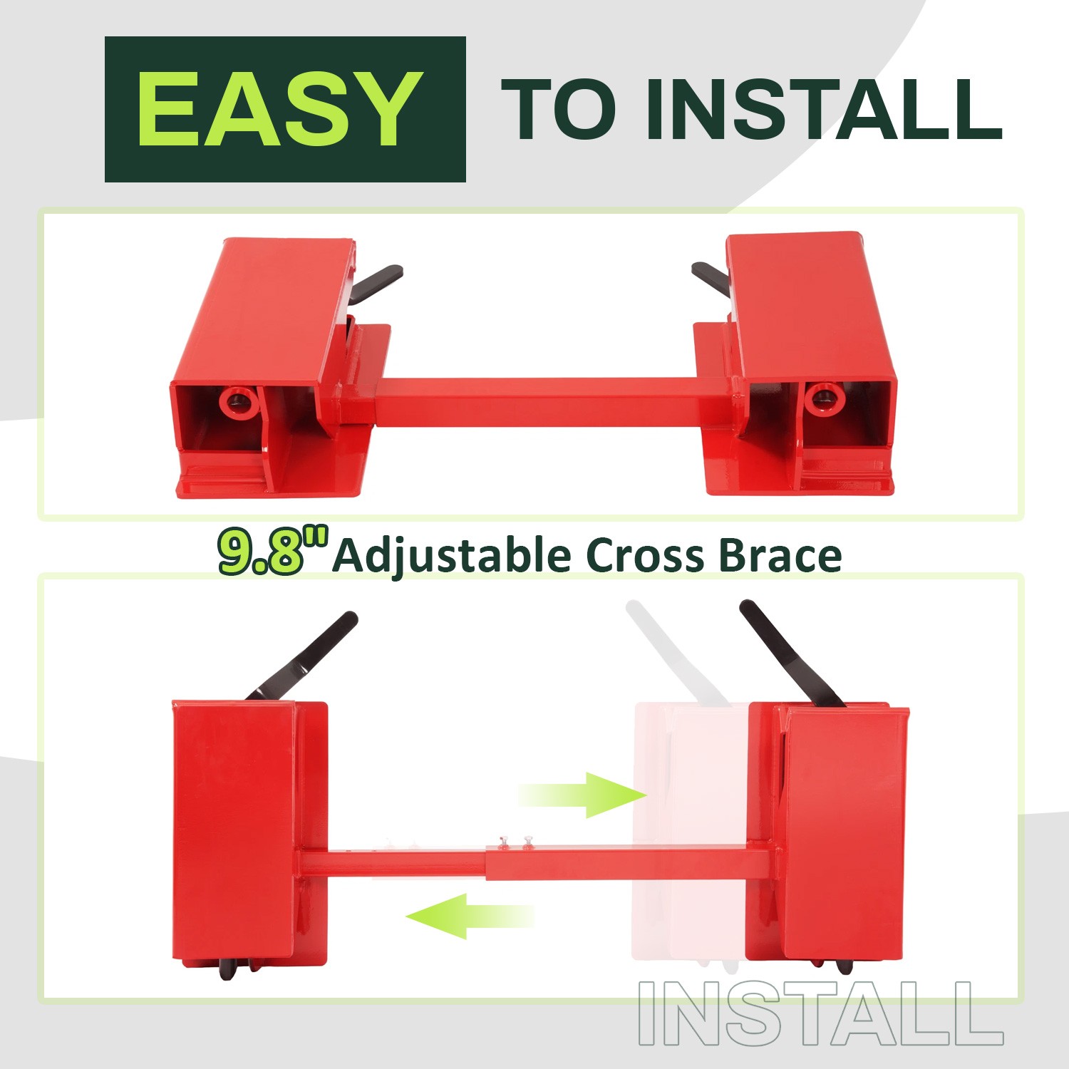 4000lb Skid Steer Quick Tach Conversion Adapter Attach w/ Adjustable Cross Brace