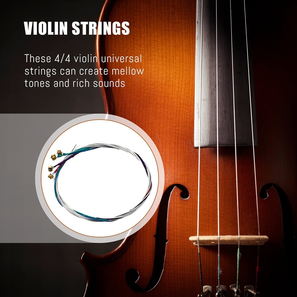 Yeshone 8 Pieces Violin Strings Universal Full Set (G-D-A-E) 4/4 Black