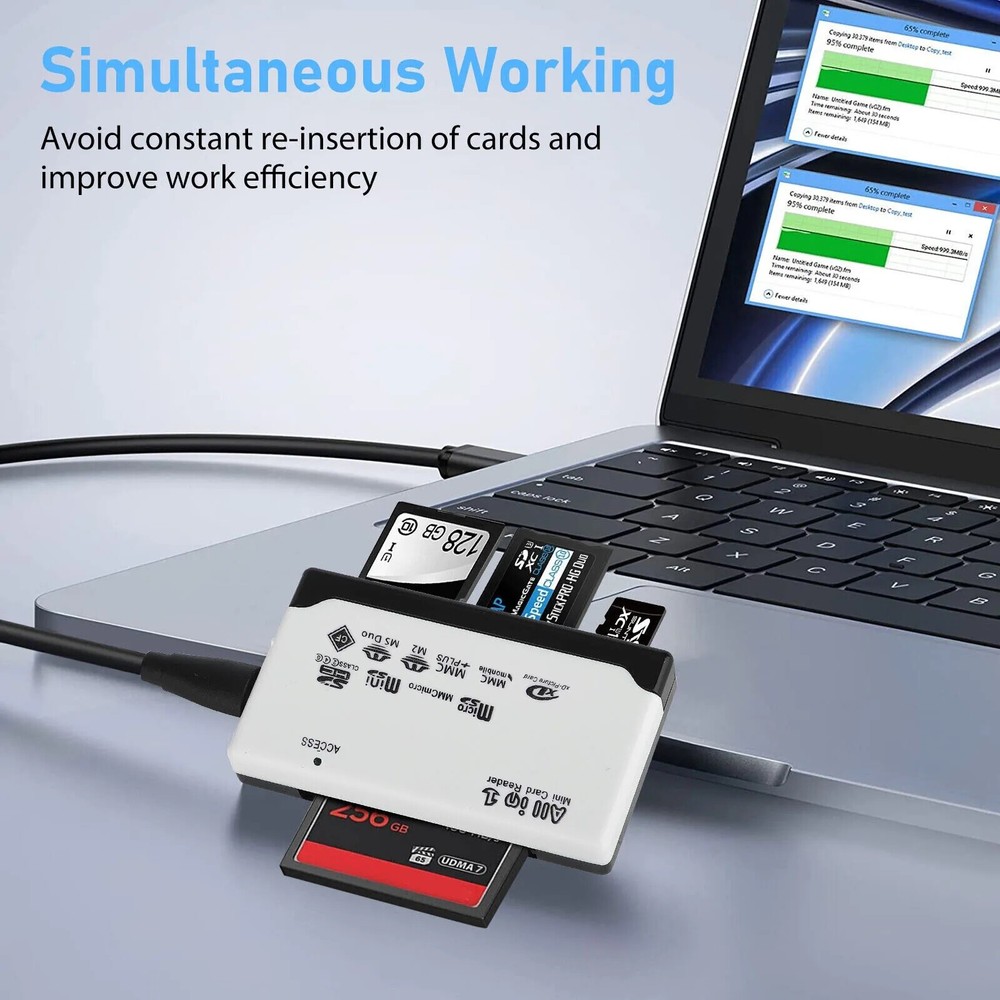 6-IN-1 USB 2.0 Memory Card Reader High-Speed Adapter for Micro SD SDXC CF SDHC