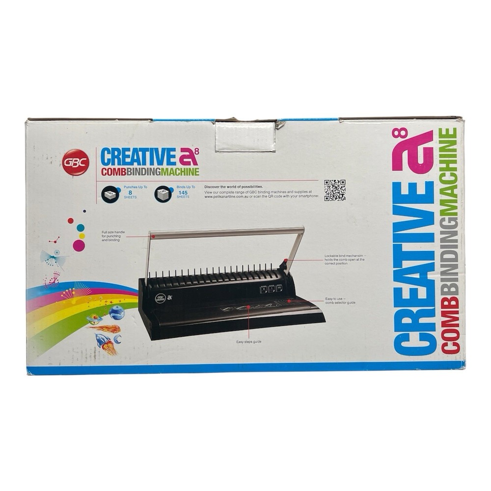 GBC Creative A8 Comb Binding Machine – Like New with Box – Binds 145 Sheets