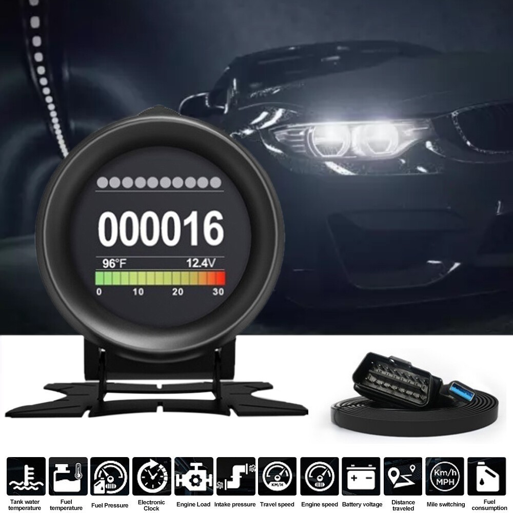 Car HUD Computer OBD2 Digital Speedometer & Water Temperature Indicator Display