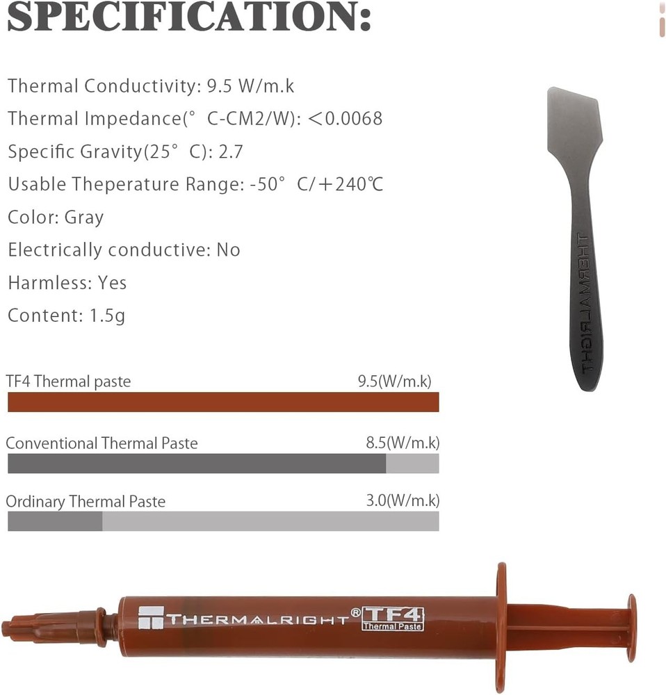 Durable 1.5g TF4 Thermal Paste for Optimal CPU/GPU Cooling - Easy Apply Tool