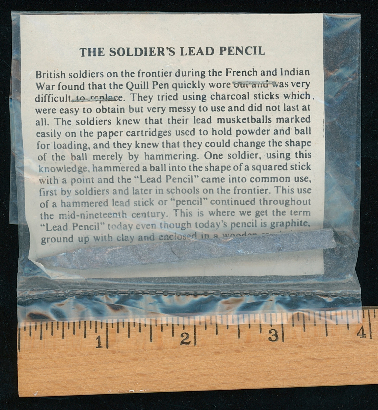 SOLDIER’S LEAD PENCIL ~ Vintage REPRODUCTION ~ French and Indian War
