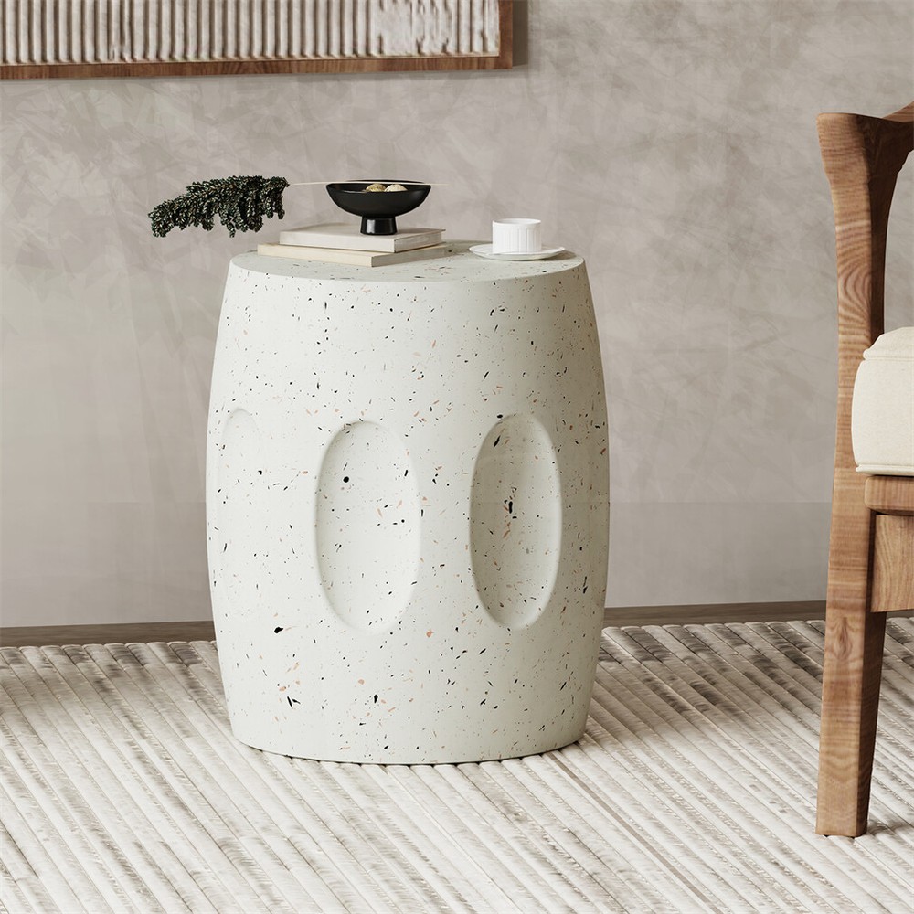 Geometric Light-Weight Concrete End Table Round/Twist Side Table Retro End Stool