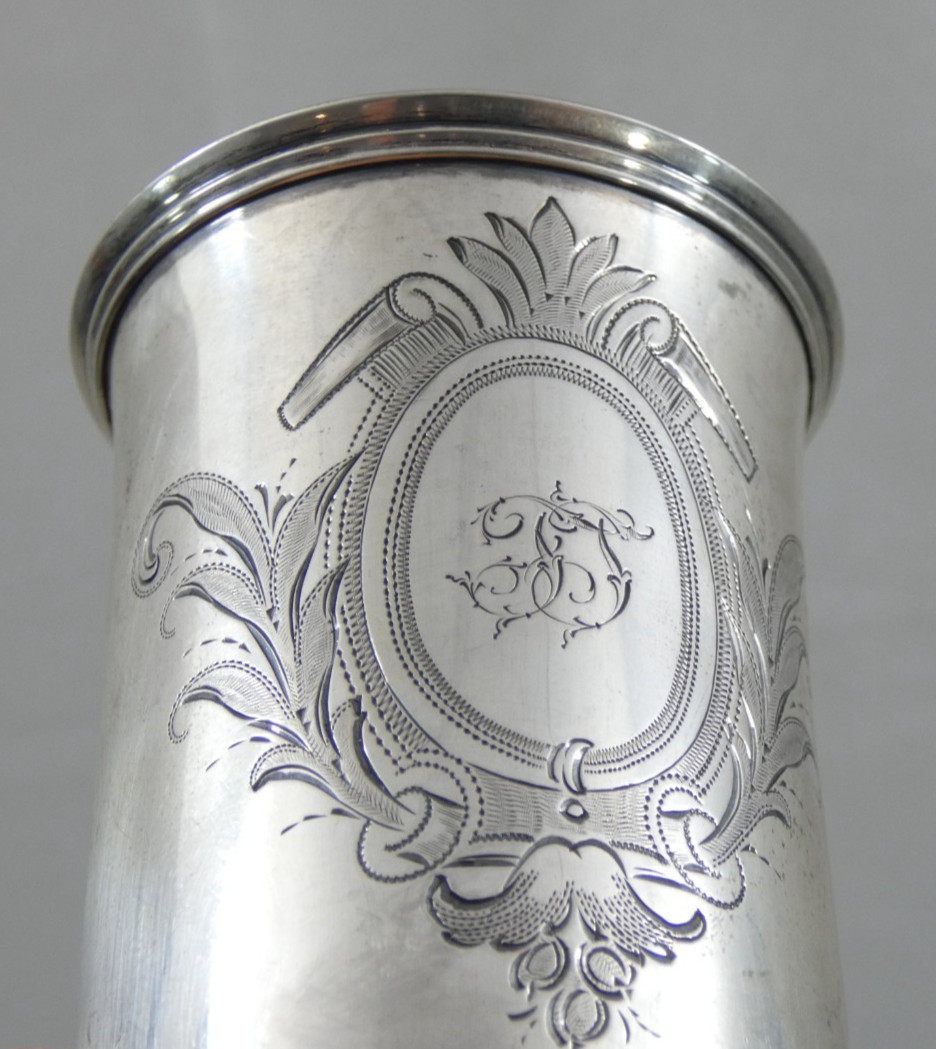 ANTIQUE SILVER KIDDUSH CUP BEAKER GERMAN or EASTERN EUROPEAN Judaica 19C