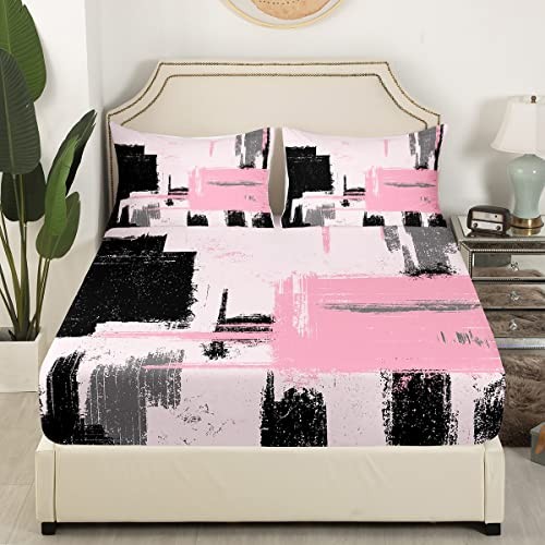 Abstract Sheets with Deep Pocket Fitted Sheet Modern Abstract King Multi 11