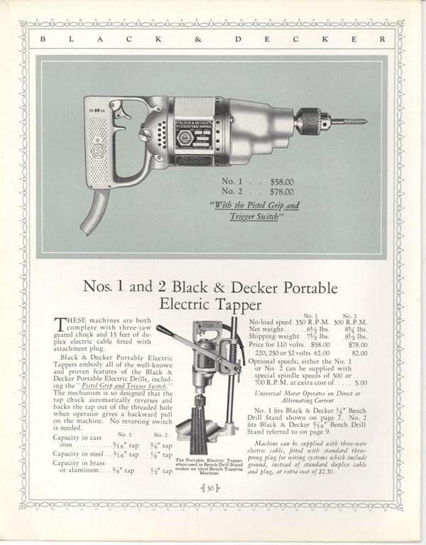Black & Decker #2 Tapping drill (1926) Excellent shape, very rare.