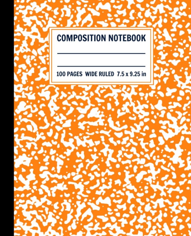 Marble Composition Notebook Wide Ruled Orange pattern for Office Work Home Colle