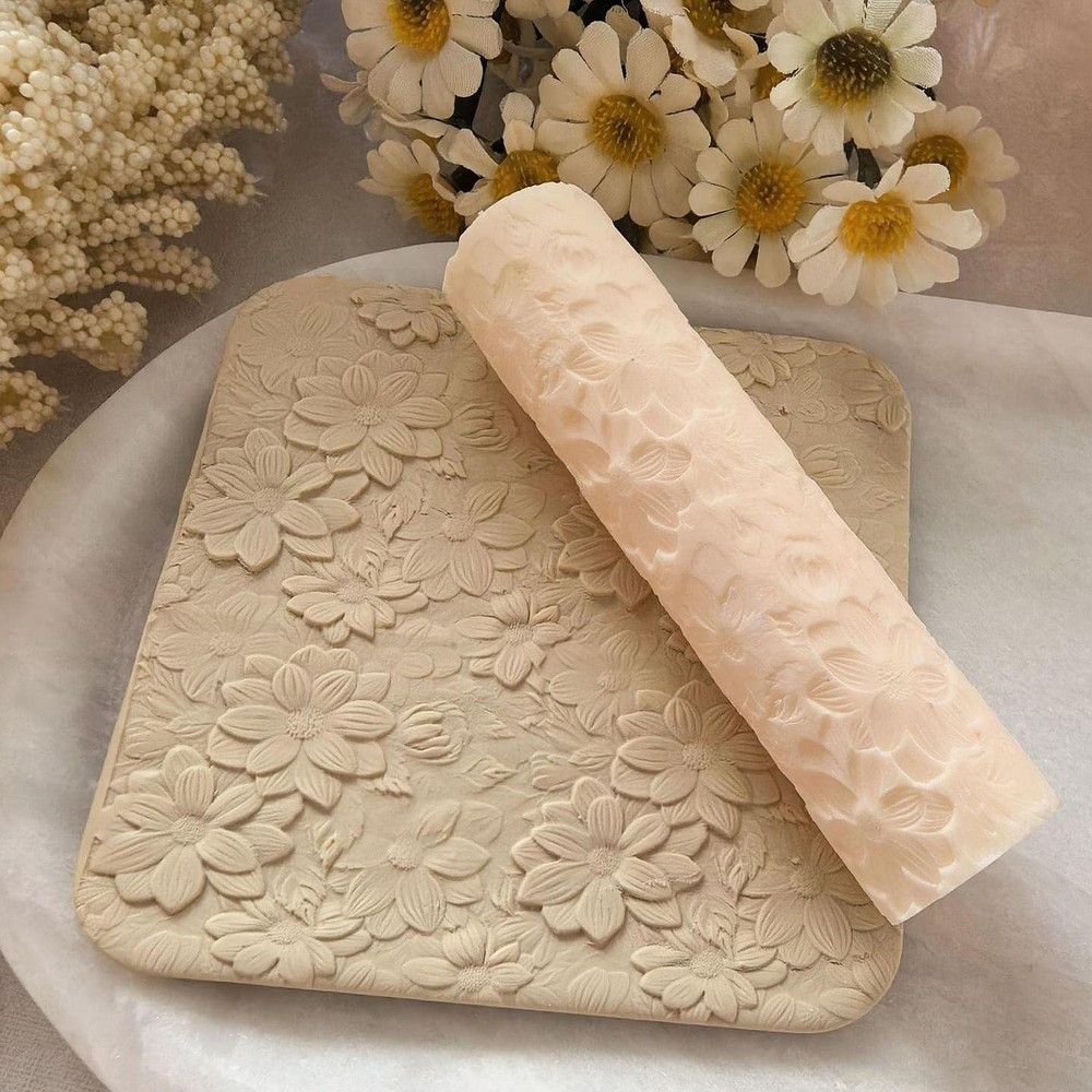 Flower Texture Clay Roller Clay Molding Tool Handmade DIY