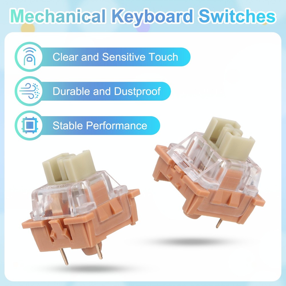 10pcs Light Brown Keyboard Switch 3-Pin 70gf Linear Keyboard Switch Replacement