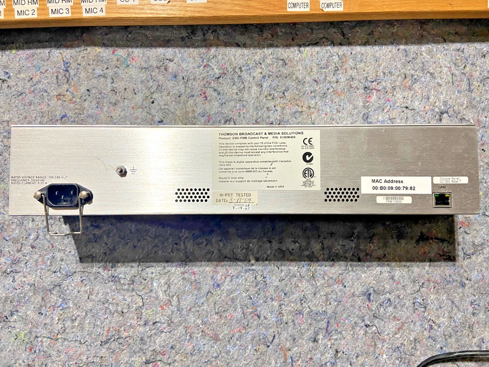 USED Grass Valley Encore/Prelude PMB Control Panel POWER TESTED