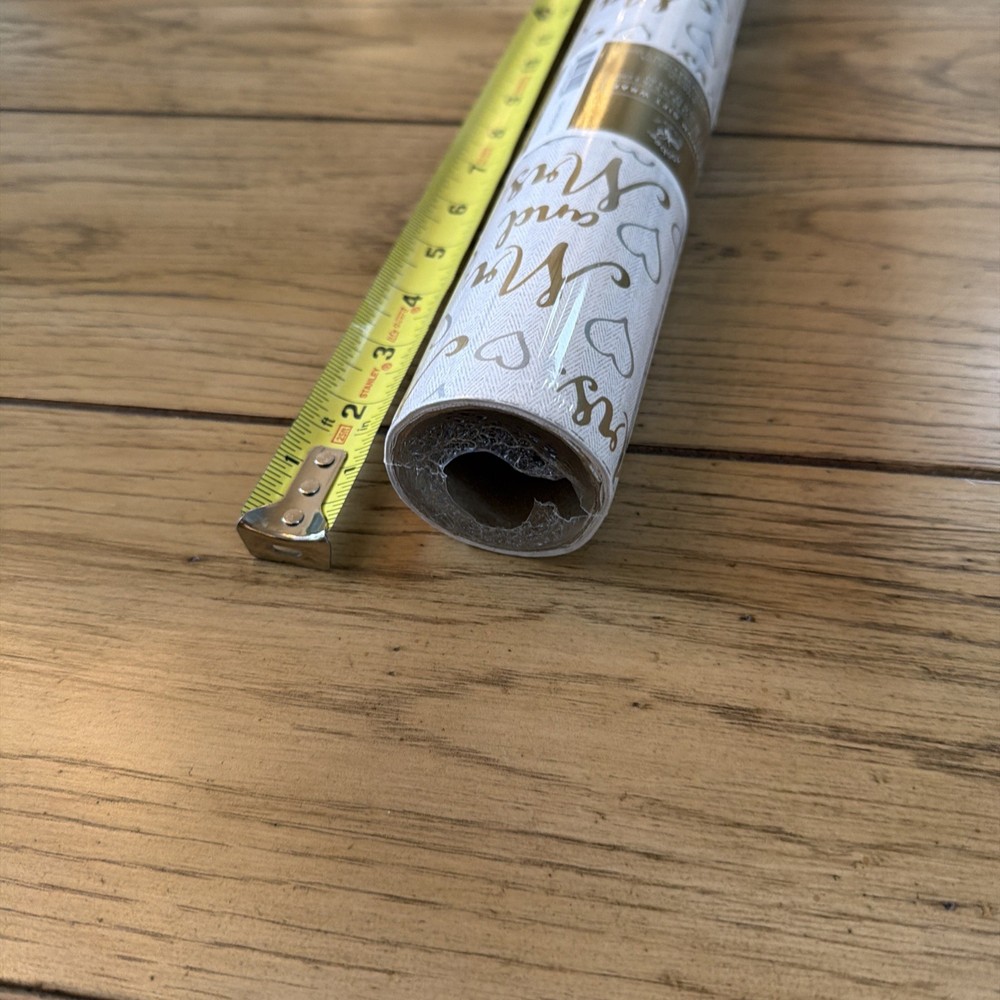 Mr. & Mrs Wrapping Paper Roll 30 ft New -Silver & Gold