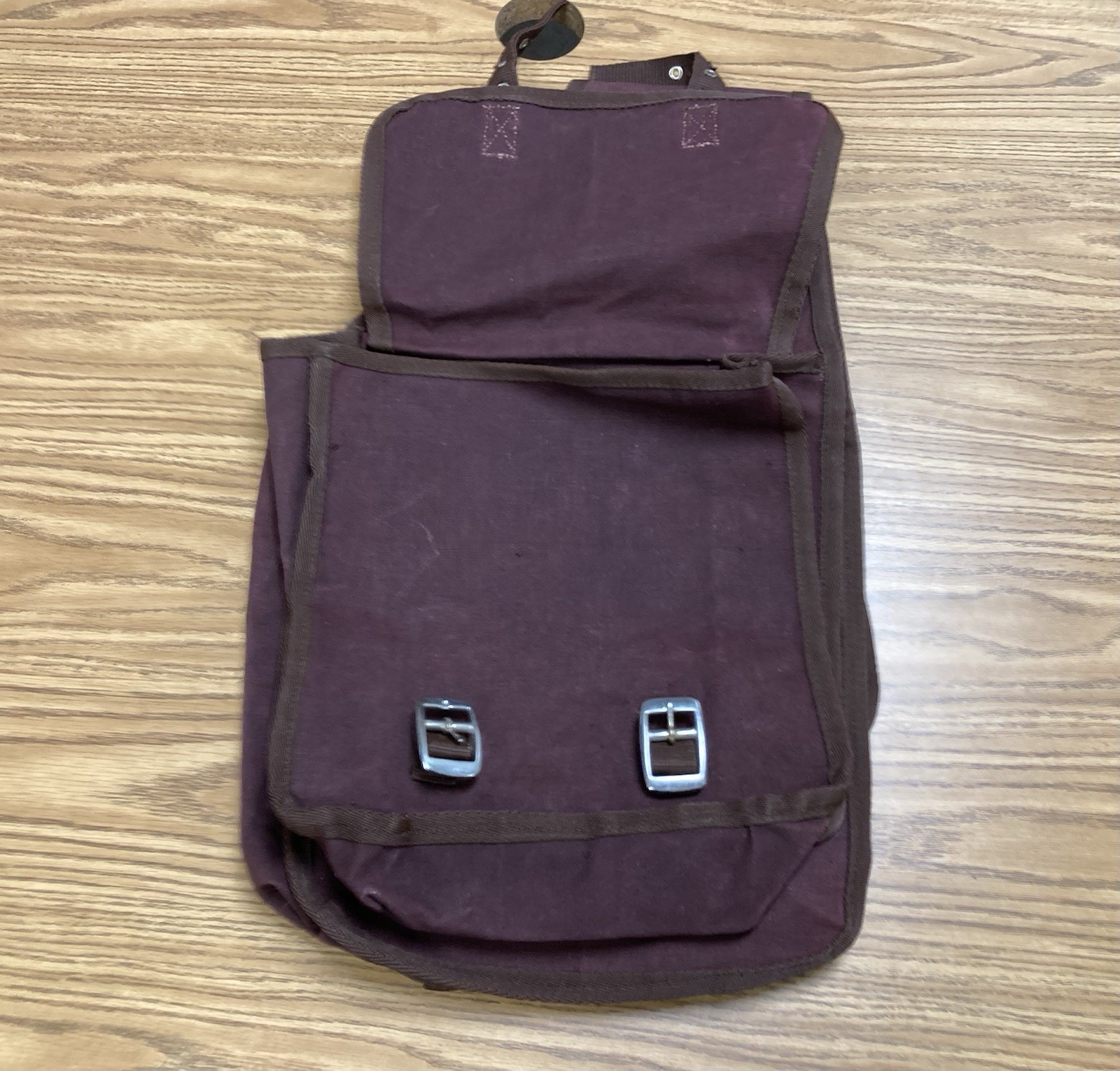 Vintage Tough-1 Saddle Bag Heavy Canvas Buckle Maroon Purple Excellent Condition