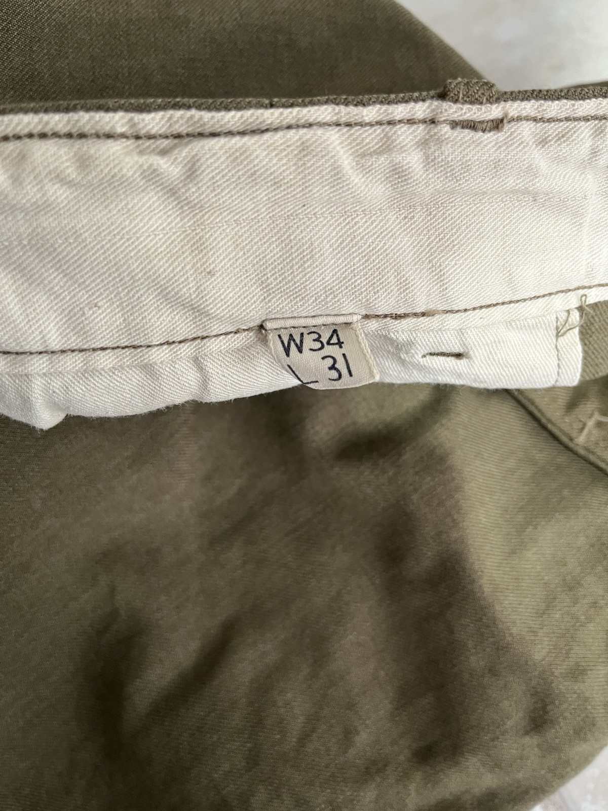 WWII WW2 US Army Light Shade Wool Field Trousers 1942 34x31 Gas Flap Mustard OD