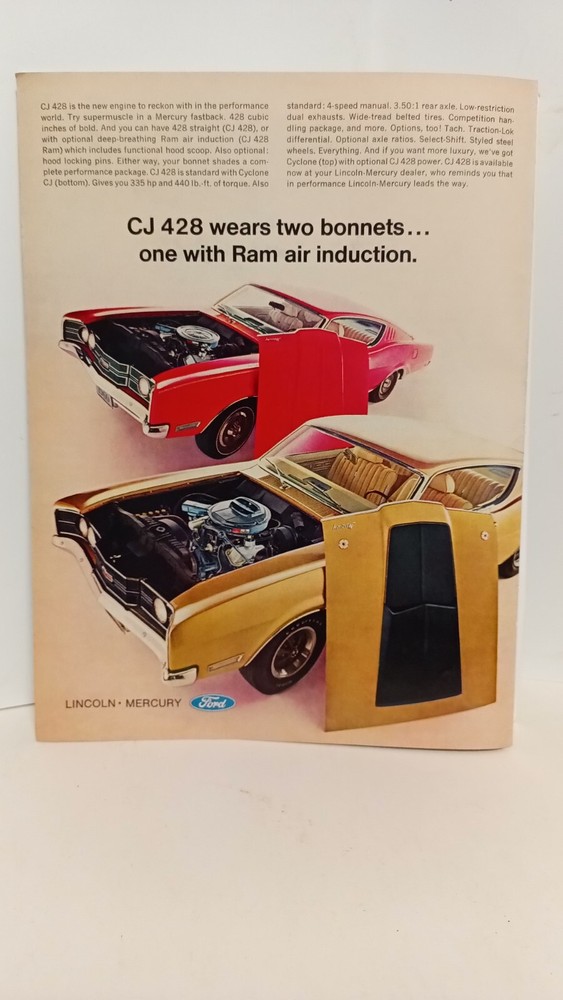 1969 MERCURY CJ 429  ORIGINAL - 10X8 - PRINT AD  c6