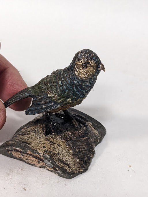 Antique Austrian Vienna Cold Painted Bronze Bird Miniature As-Is for repair
