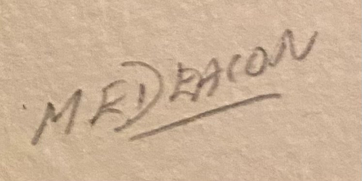 Original drawing sketch Tiger & Cub art signed M.E. Deacon framed