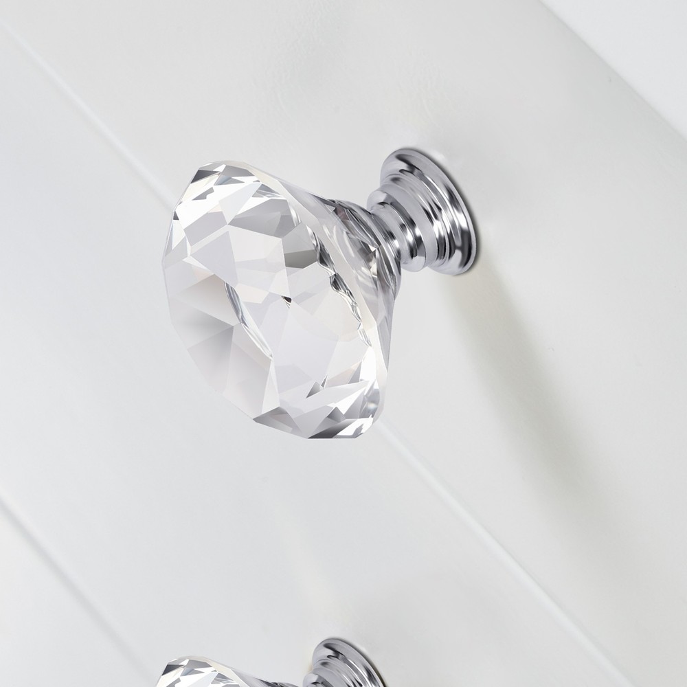 5-100pcs Crystal Glass Knobs Diamond Drawer Pulls Kitchen Bathroom Cabinet