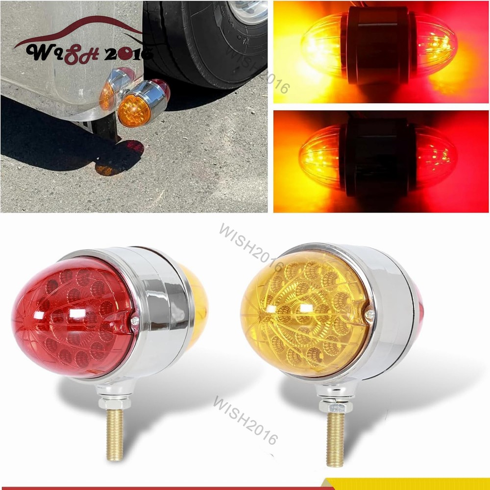 2PCS 17 LED Dual Function Watermelon Double Face Light Amber Red Chrome Lights