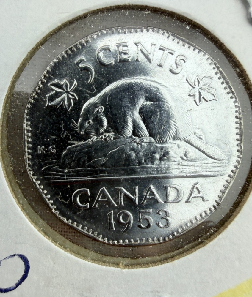 1953 Canada 🇨🇦 5c Cents without Shoulder Straps