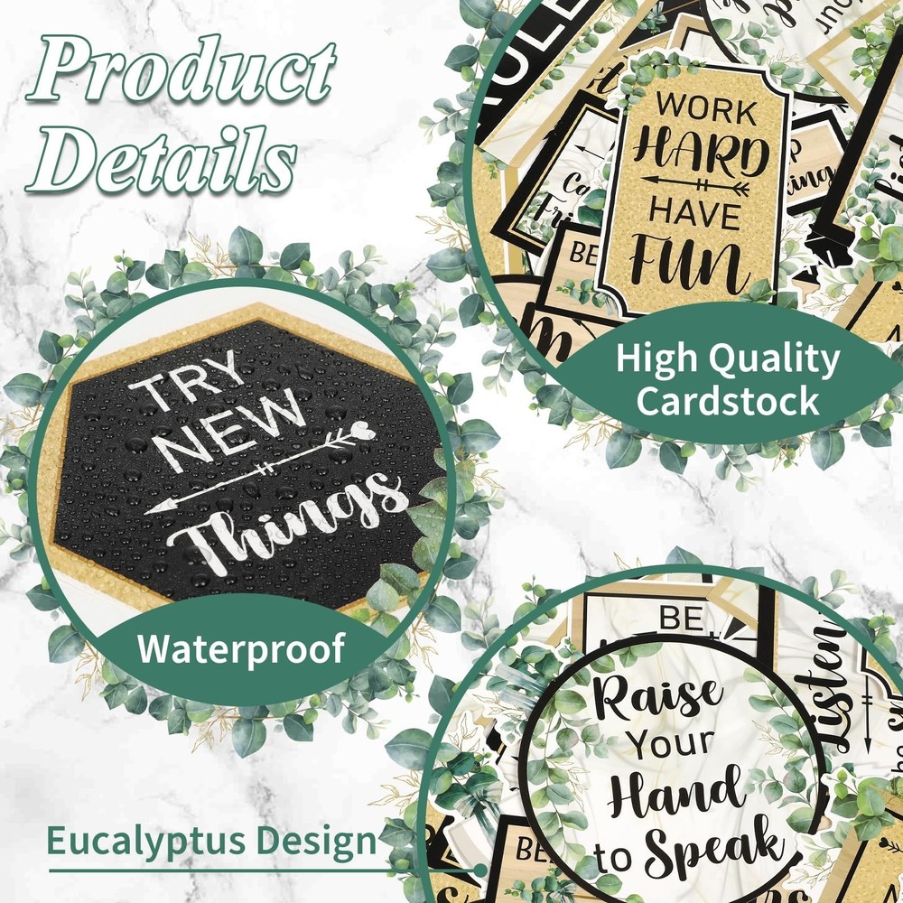 Class Rules Bulletin Board Decorations Eucalyptus Classroom Rules Motivationa...