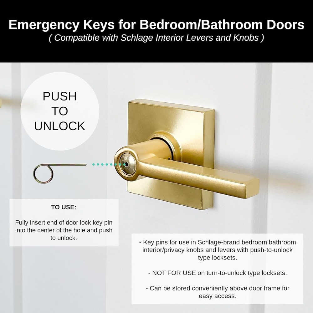 Emergency Key Pins for Schlage Interior Locks - 5 Pack Home Security Solution