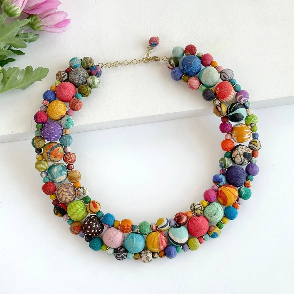 Kantha Traced Collar Necklace