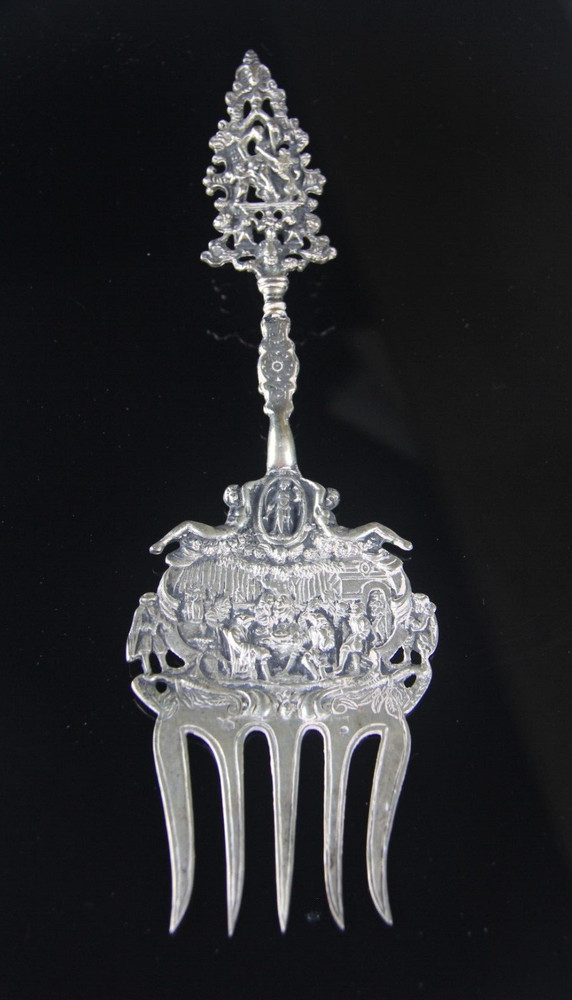 Antique Dutch 833 Silver Serving Fork