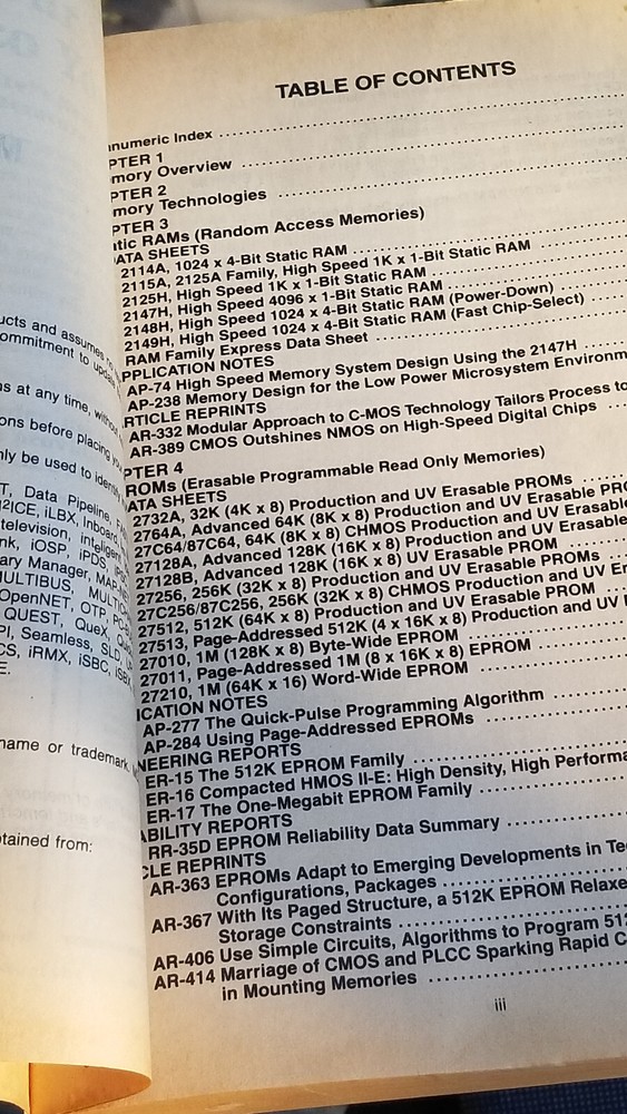 1 OR 2 VINTAGE ELECTRONICS BOOKS 1987 INTEL MEMORY COMPONENTS HANDBOOK