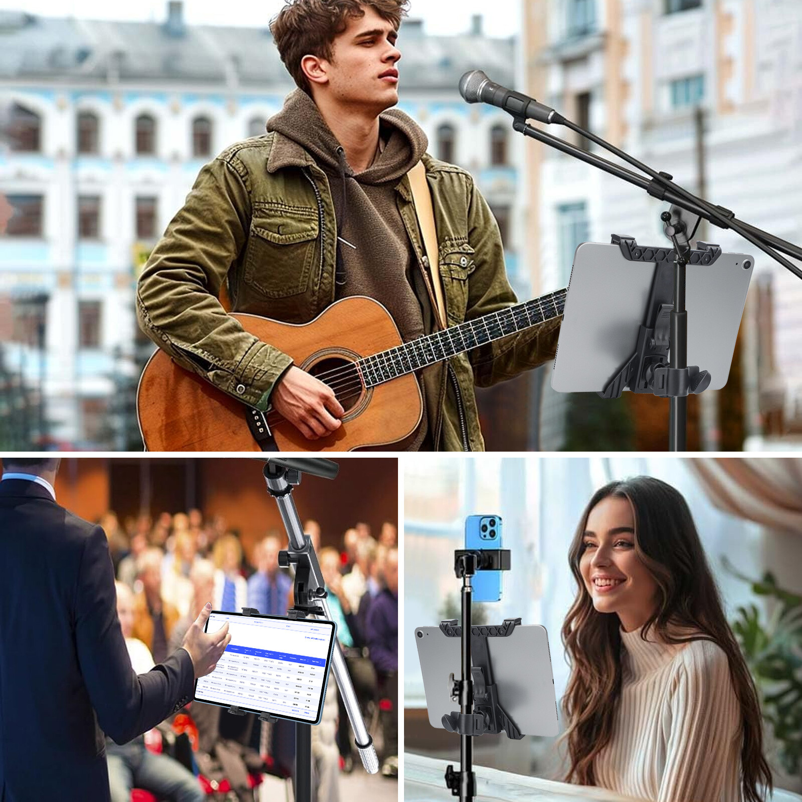 Music Microphone Stand Holder Mount For 7-11" Tablet iPad Air Phone Samsung Tab