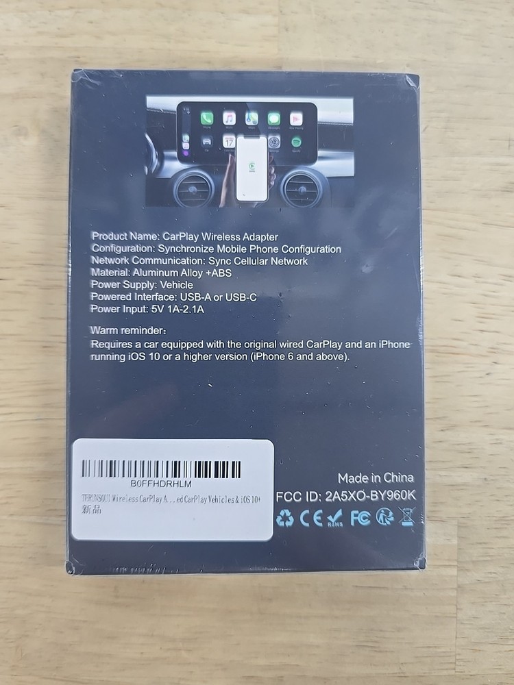 Wireless Car Play Adapter BY960H NIB Free Shipping