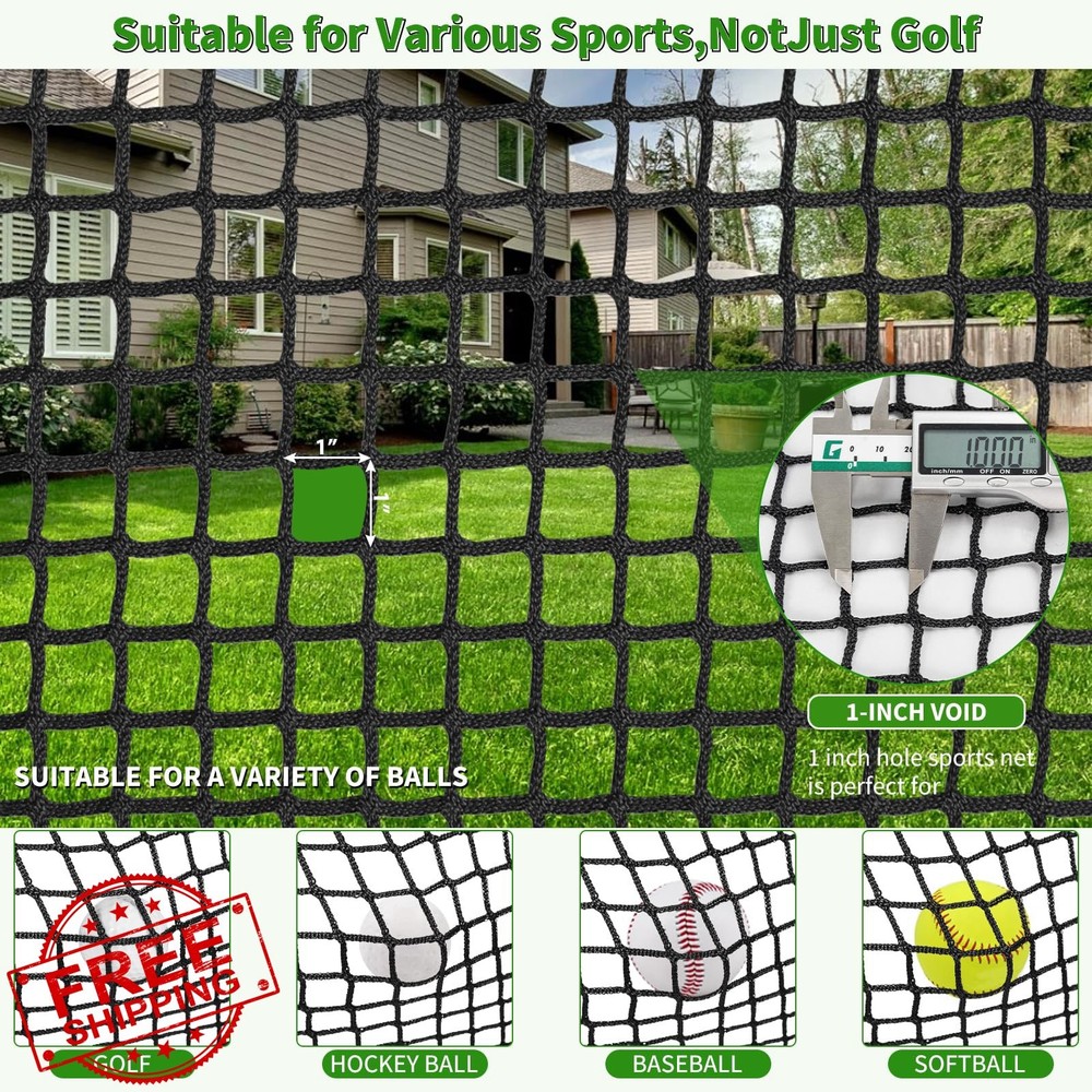 AKOZLIN Golf Hitting Net 10x10ft/15ft/20ft 1" Square Mesh