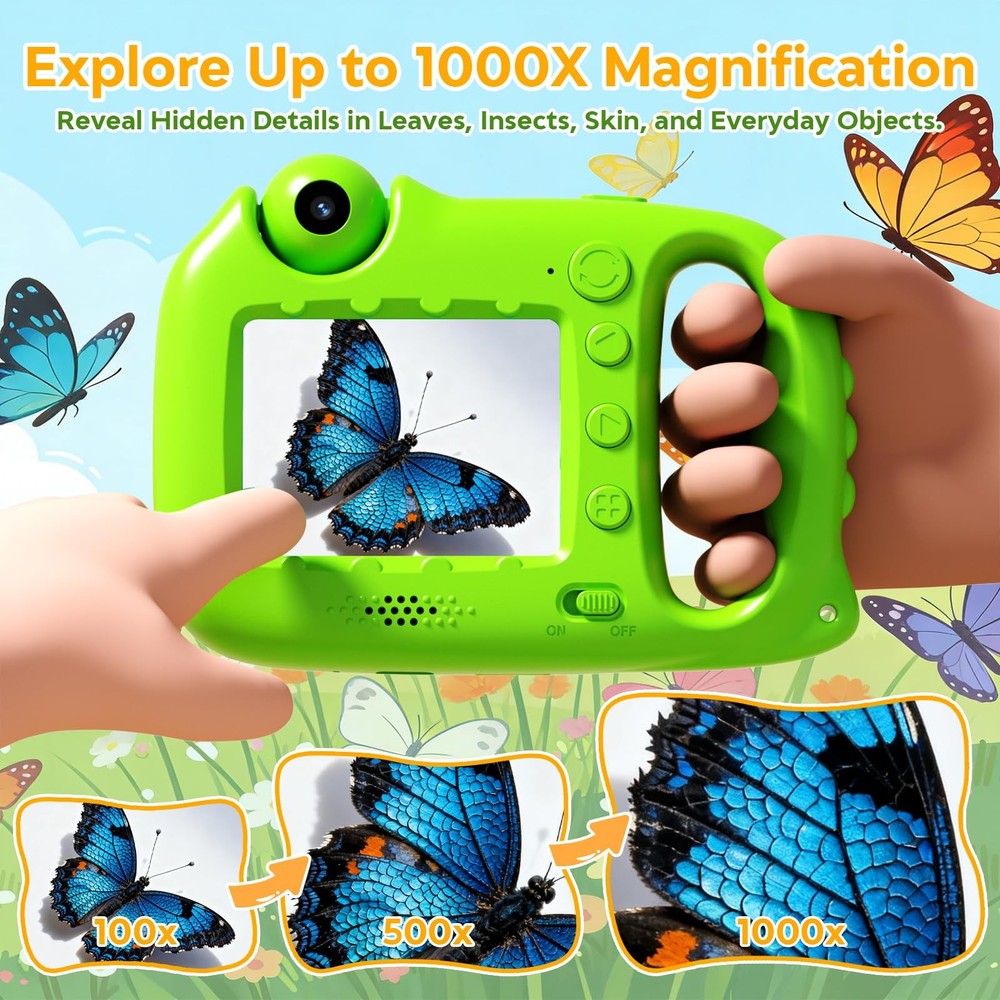 Microscope for , 1000X Handheld Digital Microscope with 2.4" IPS Screen, USB-...
