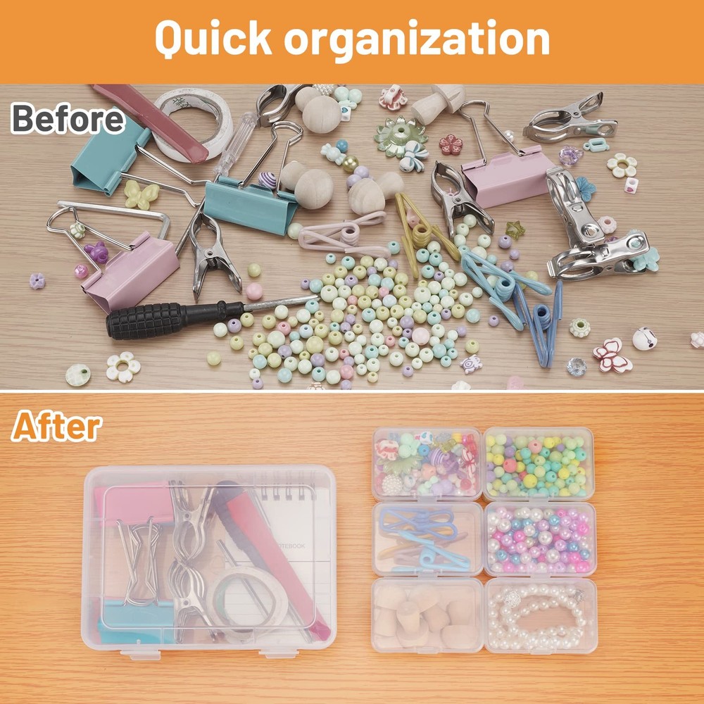 Mathtoxyz 2PCS Bead Organizers and Storage Box, Medium Size Case Plastic Cont...