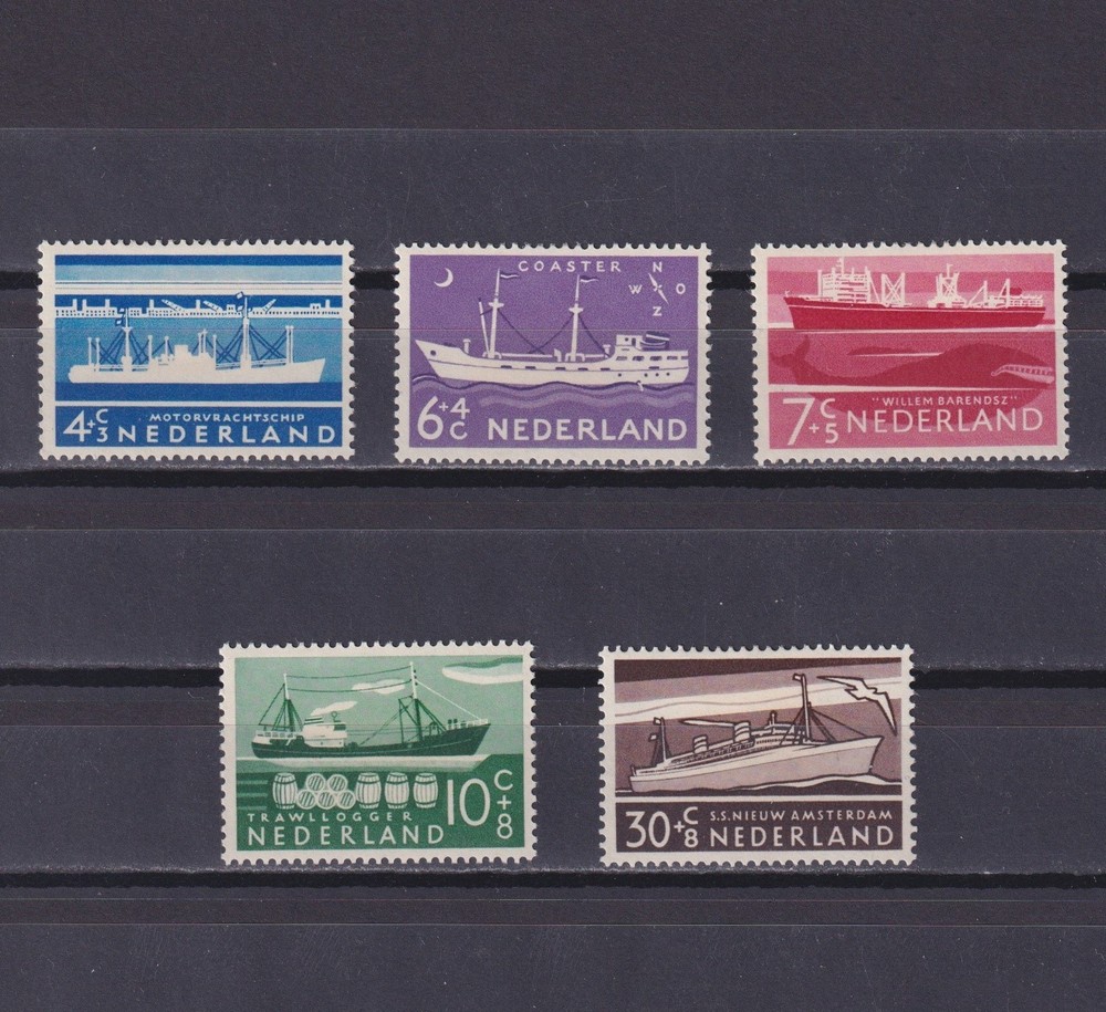 NETHERLANDS 1957, Sc #B306-B310, Ships, MH