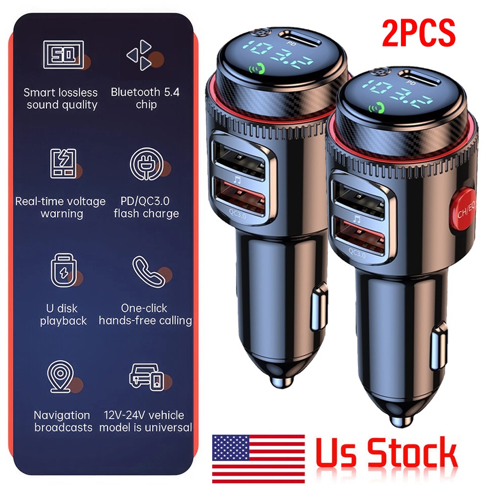Car Bluetooth FM Transmitter PD 45W Car Charger Power Adapt Cigarette Lighter 2X